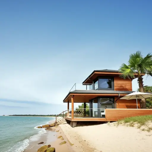 我们在海边租了一栋房子。