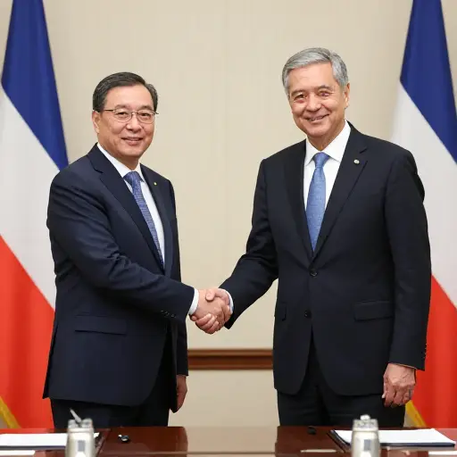 外交部长会见了来自邻国的对应部长。