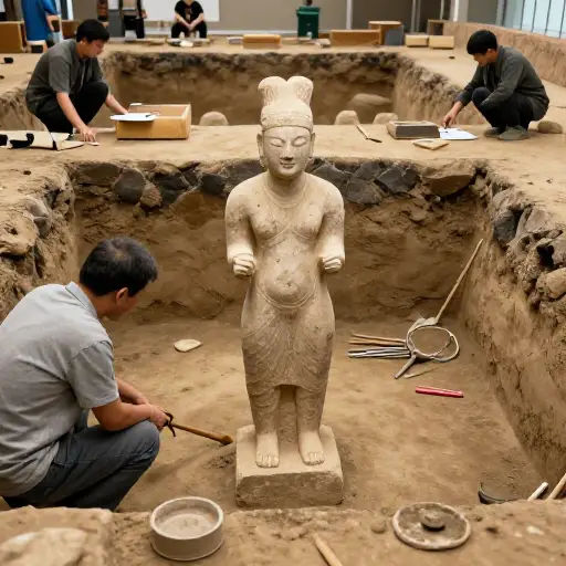 考古学家发现了古代赤裸身躯的雕像。