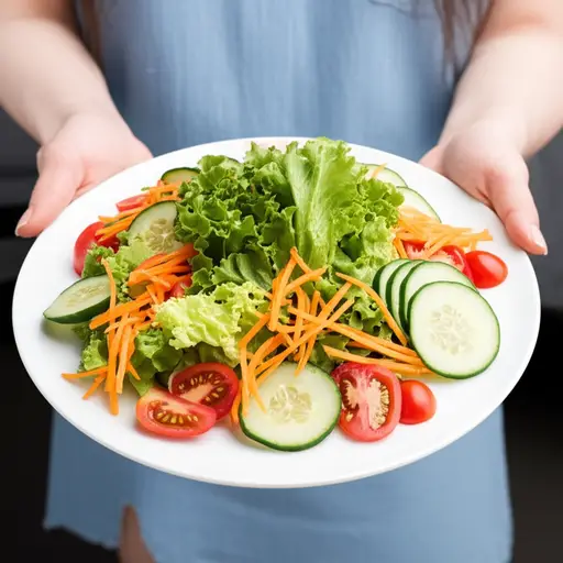 她端上来一盘满满的沙拉。