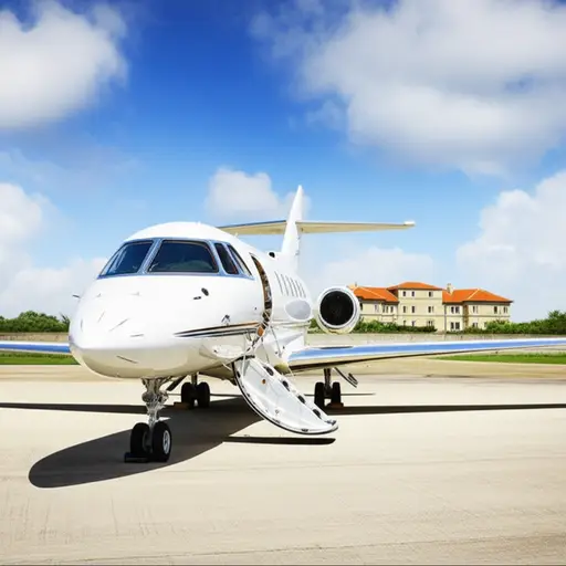 我们乘坐他的私人喷气式飞机前往他的宅邸。