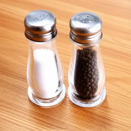 桌子上有盐和胡椒。