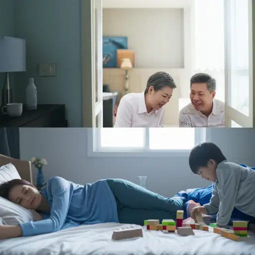 母亲生病了。孩子与此同时，正和他的祖父母住在一起。