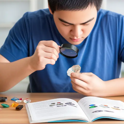 他正在学习如何鉴定贵重宝石的价值。