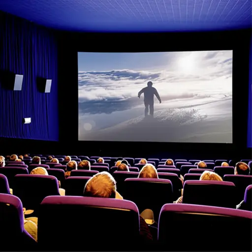 电影院的大银幕上正在播放一部新电影。