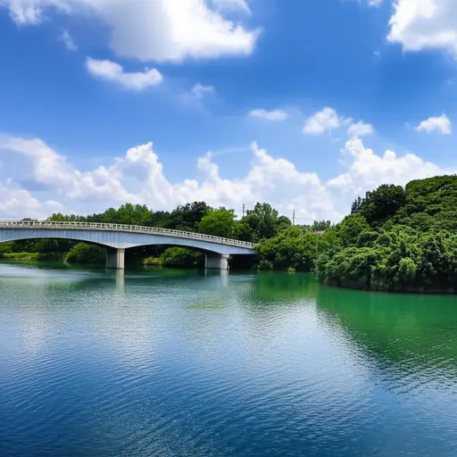 这座桥横跨河流。