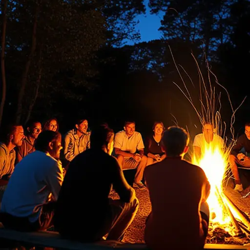 我们围坐在火堆旁。