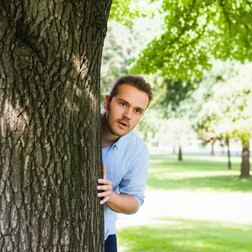 他突然从树后出现了。