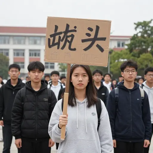 学生们正在举行示威，抗议学费上涨。