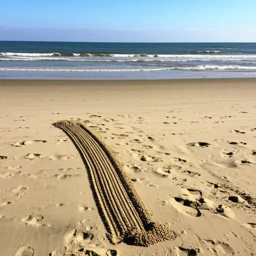 我们在沙滩上画了一条线。