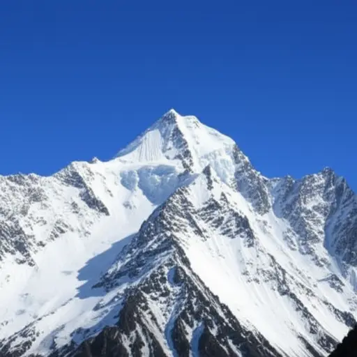 那座高山被雪覆盖着。