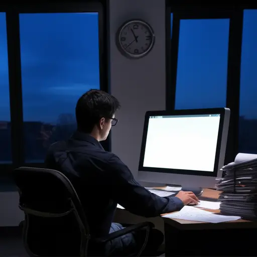 他每晚工作到九点，这还不包括他周末做的工作。