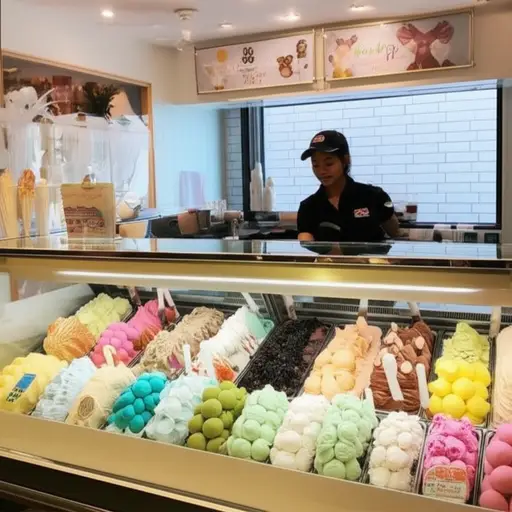 这家店卖很多种冰淇淋。