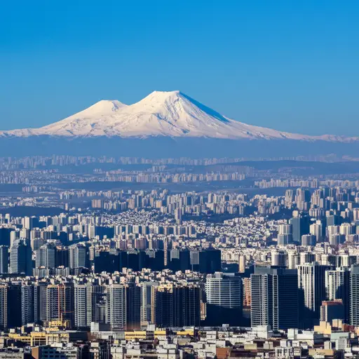雪山环绕着这座城市。