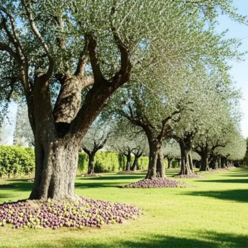 我们的花园里有很多橄榄树。