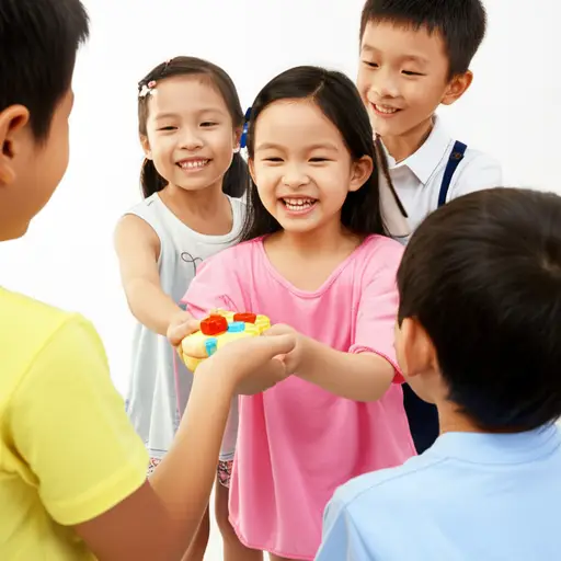 她总是乐意和朋友们分享她的玩具。