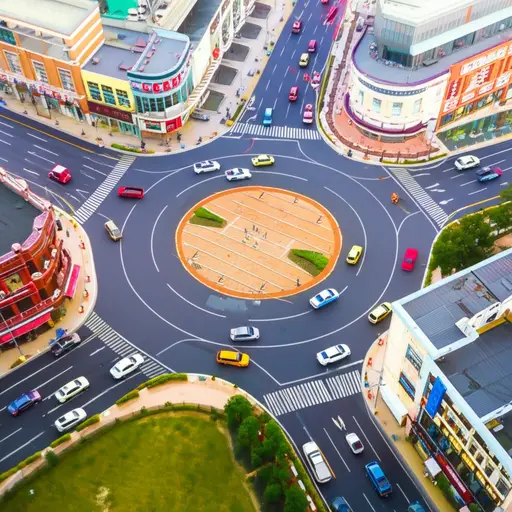 我们镇中心有一个新的环形交叉路口。