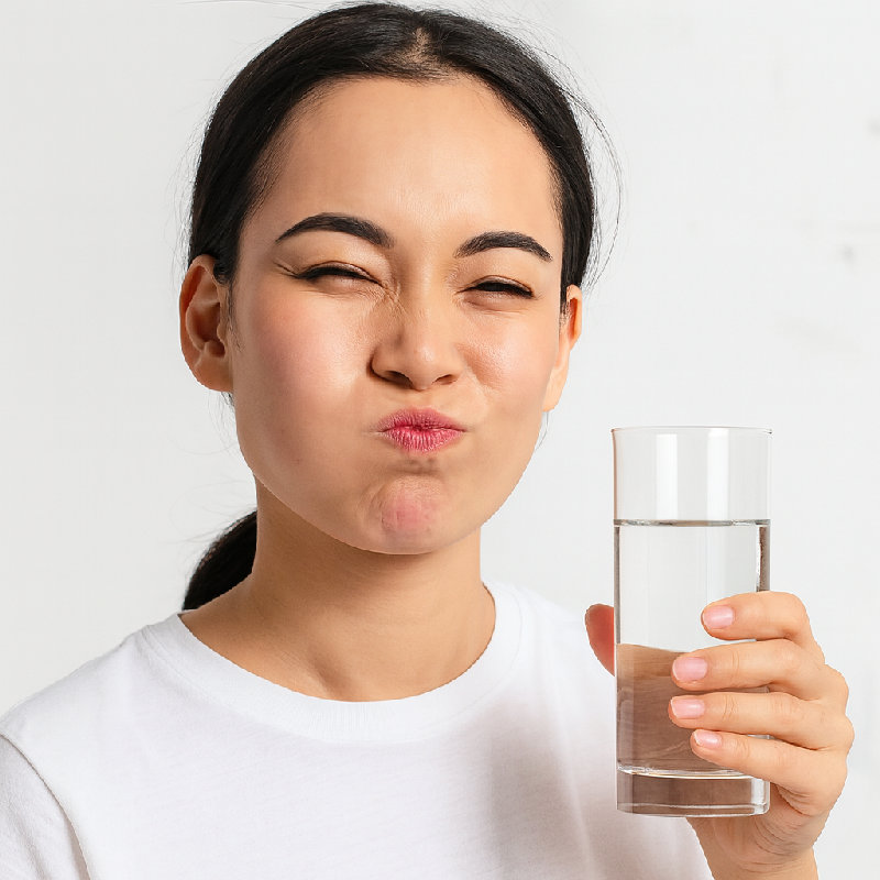 她喝了一满口水。