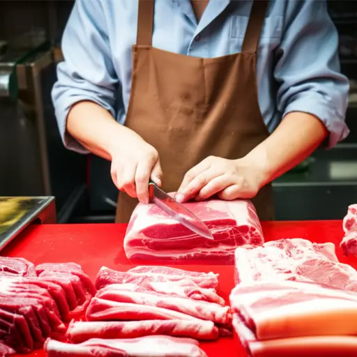 屠夫切肉非常熟练。