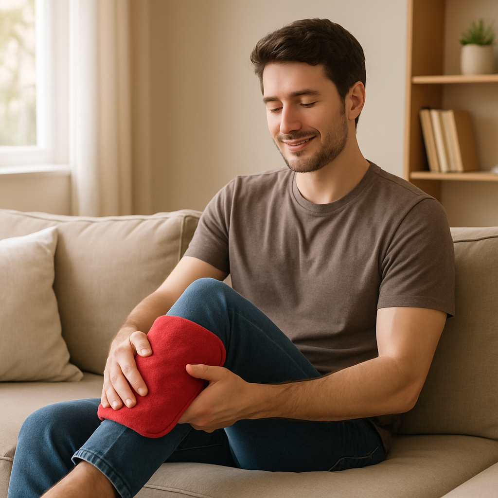 热敷帮助放松了他小腿上紧绷的肌肉。