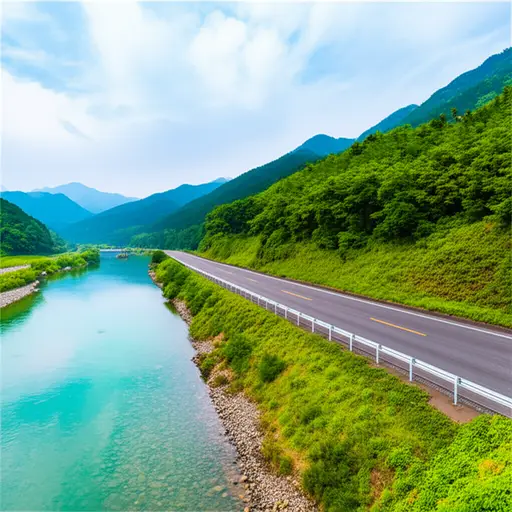 这条路沿着河流延伸。