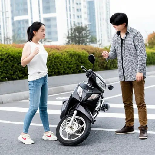 她非常生气，因为她的哥哥借走了她的摩托车并把它撞坏了。