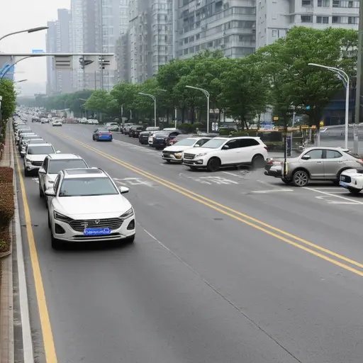 汽车沿路停放。