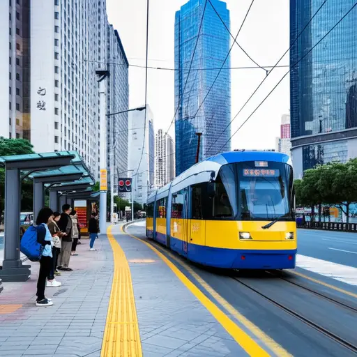 我们可以坐电车去市中心。