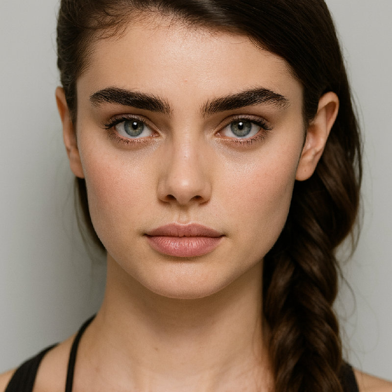 她的眉毛很浓密。