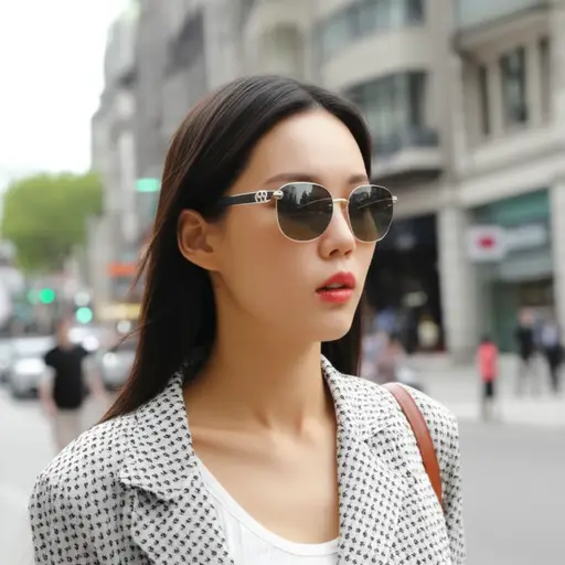 她总是戴着设计师品牌的太阳镜。