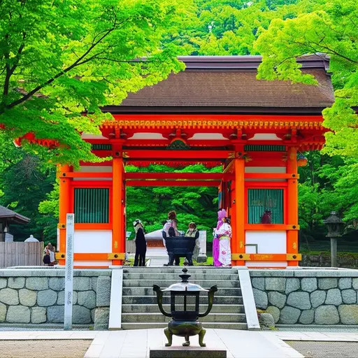 我们在京都参观了一座佛教寺庙。