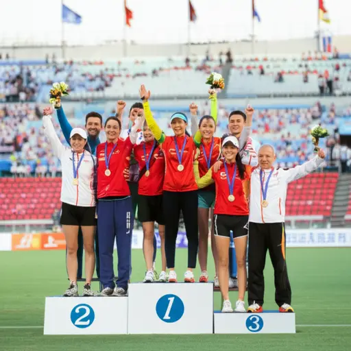 许多运动员在胜利时高举双臂。