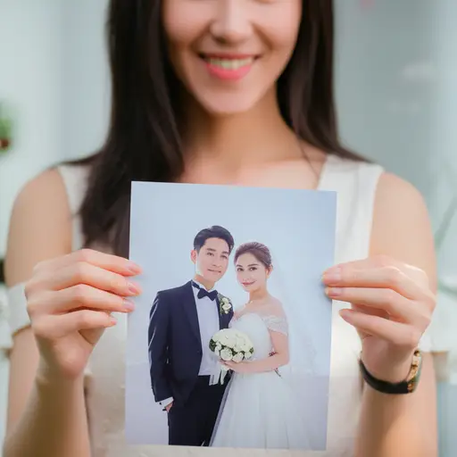 她给我看了一张婚礼照片。