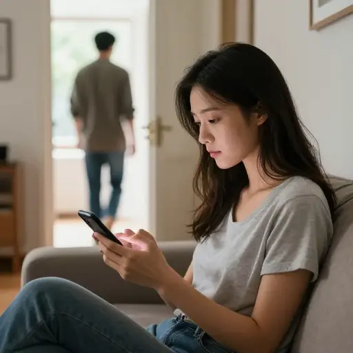 你走进来时，她正要给你打电话。