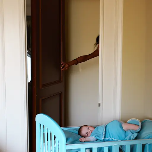 她悄悄地走进房间，以免吵醒婴儿。