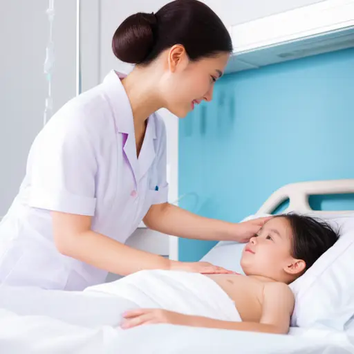 护士温柔的触摸让孩子感到安全。