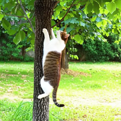 猫从树上下来了。