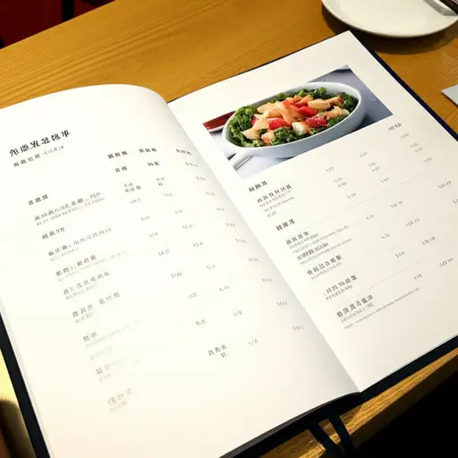 餐厅的菜单上有各种素食选项。