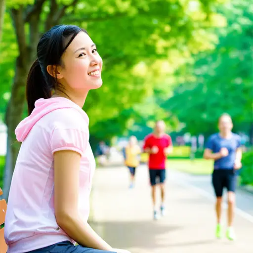 她喜欢在公园里看人们跑步。
