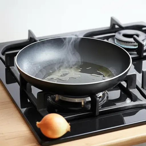 在加入洋葱之前，先在平底锅里热一些油。