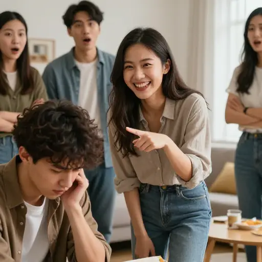 她总是试图在我的朋友面前让我出丑。