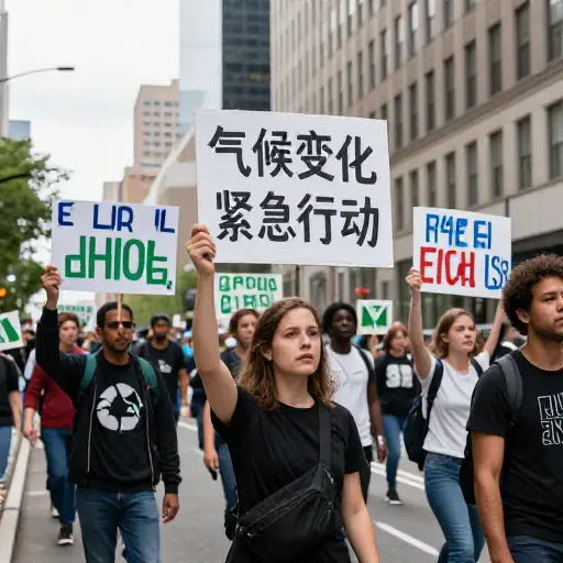 环保活动人士游行要求对气候变化采取紧急行动。