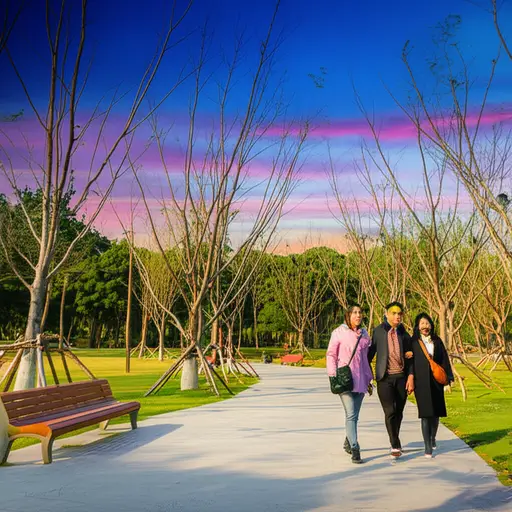 我们通常在傍晚时分在公园里散步。