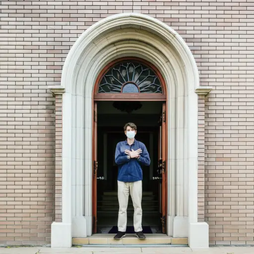 他在进入小教堂前划了个十字。