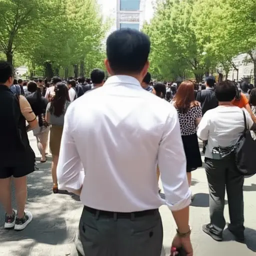 他就站在最前面。