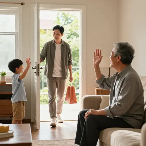 这个周末，我儿子会带着他的儿子（我的孙子）来看我。