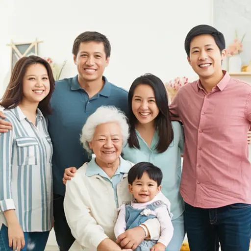 这张照片展示了我家四代人。