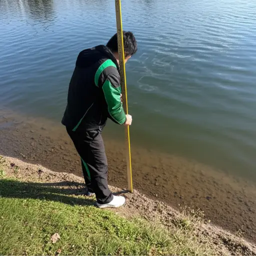 我们测量了湖的深度。