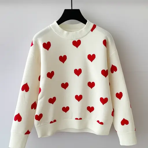 我最喜欢的套头衫是带小心心的那件。