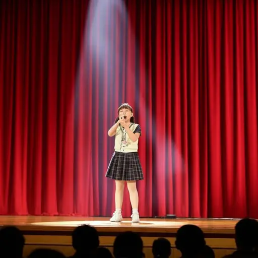 她在学校戏剧中扮演主角。